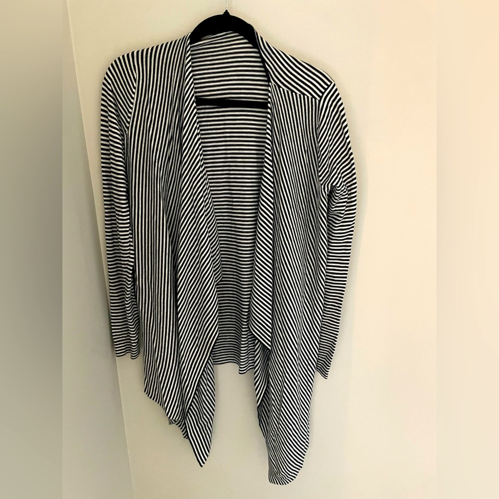 Small black striped cardigan. Good condition. Size medium